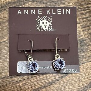 Anne Klein Silver Earrings with Blue Crystals